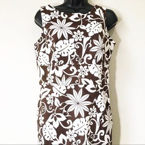 London Times brown white floral midi dress